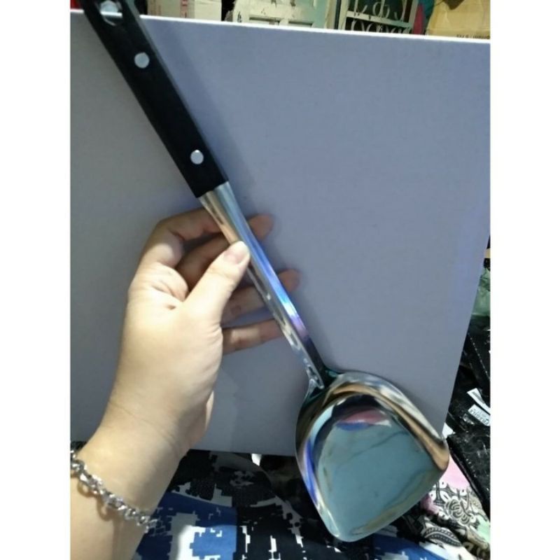 Jual sodet spatula stainless steel tebal gagang hitam (CODET STAINLESS ...