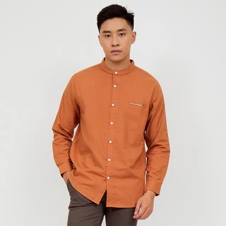 M231 Kemeja Pria Koko Shanghai Polos Oxford Panjang Terracotta 1552J