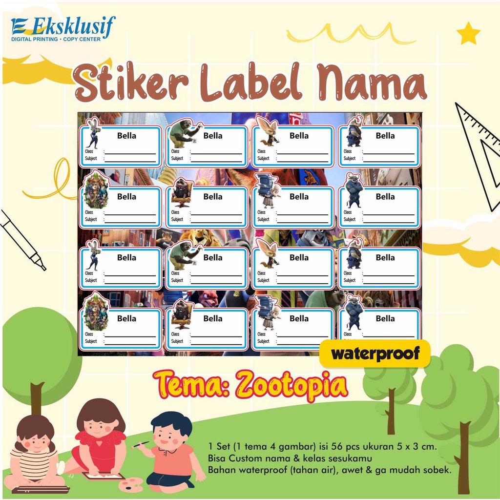 Jual Stiker Label Nama Anak Karakter Perempuan (Custom) | Shopee Indonesia