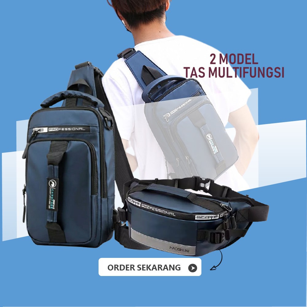 Jual [BELI 1 GRATIS 1] Tas Selempang Pria Element 3in 1 Multifungsi