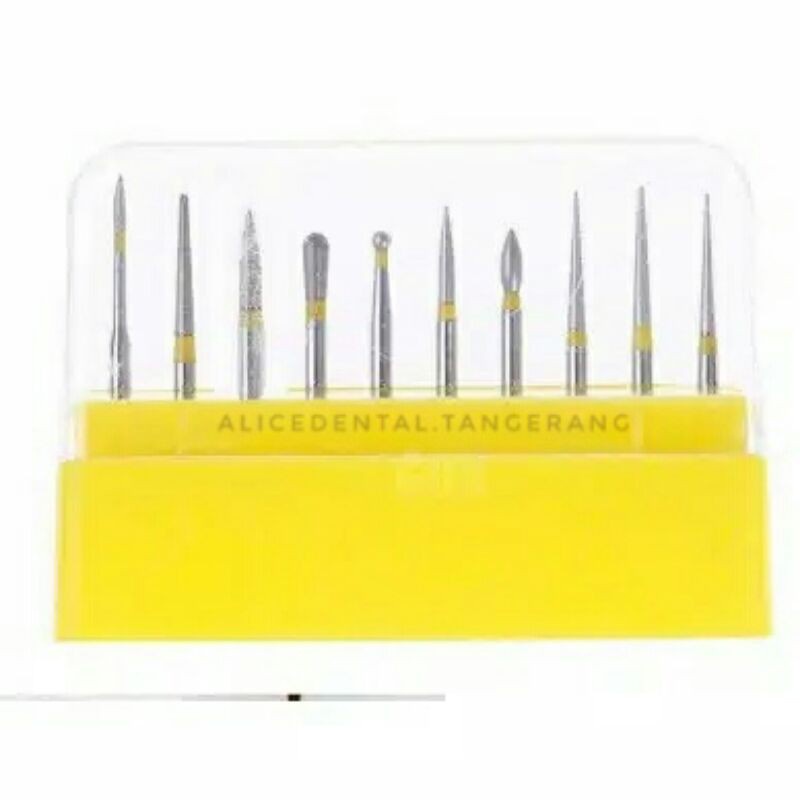 Jual Dental bur finishing fine yellow kuning set kit burs polishing