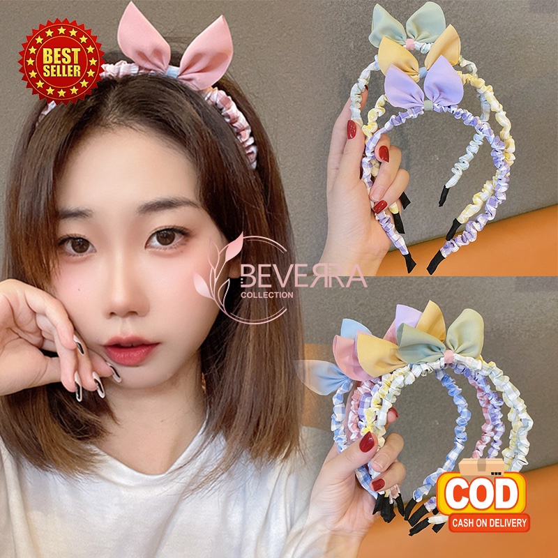 Jual Bando Scrunchie Korea Perempuan Dewasa Pita Motif Kotak Kotak Aksesoris Hiasan Rambut 