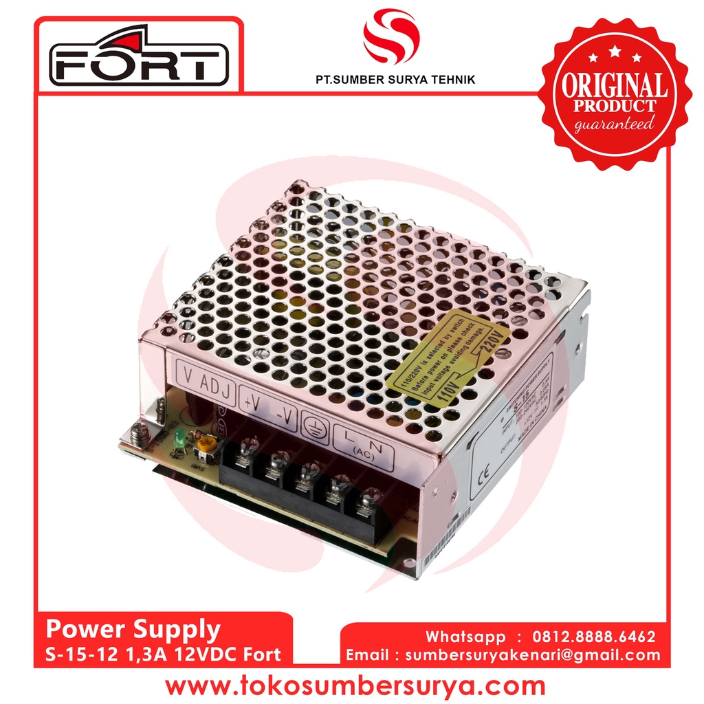 Jual Power Supply S-15-12 / S1512 1,3A 12VDC Fort | Shopee Indonesia