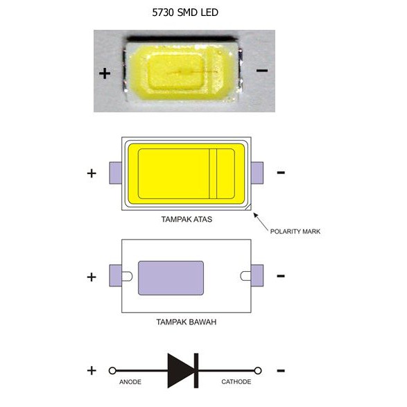 Jual SMD Chip LED 5730 Kuning Pijar Warm White 3000-3500K PER 100PCS ...
