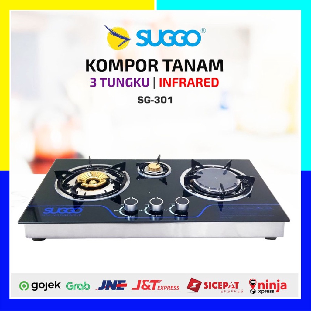 Jual Kompor Gas Tanam Suggo Infra Red Sg 301 3 Tungku Kaca Original