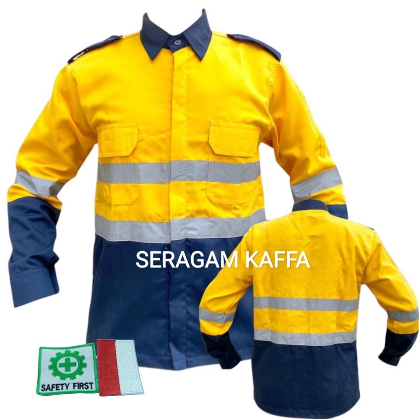 Jual COD Wearpack Safety Seragam Kerja Baju kombi Lengan Panjang Kuning ...