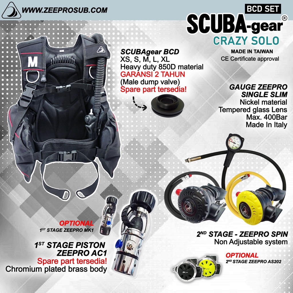 Jual BCD Set Regulator Scuba Diving 1st Stage 2nd Stage Octopus Gauge ...