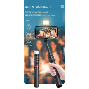 BESTOOL Q12S Tripod Mini Bluetooth Remote Fill Light 765mm Tongsis Holder Selfie Stick