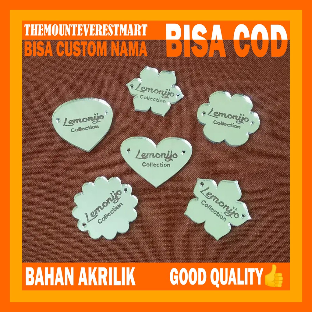 Jual Label Akrilik Custom/ Label Hijab Akrilik/ Label Acrylic/ Label ...