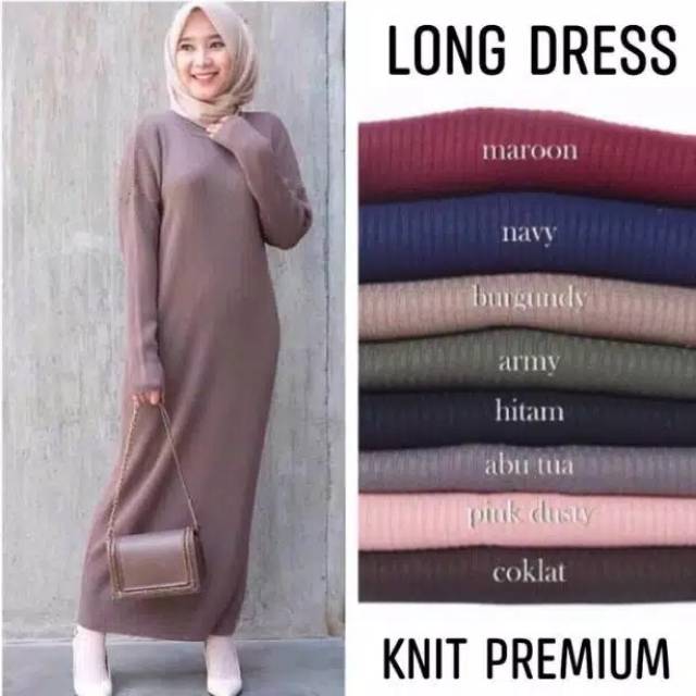 Jual Cuci Gudang Habiskan Stok Long Dress Medari Long Knit