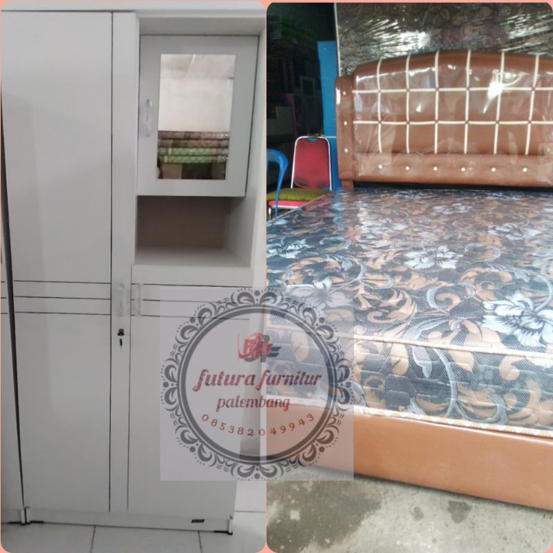 Jual paket spring bed olympic 160x200 + lemari pakaian 2 pintu Shopee