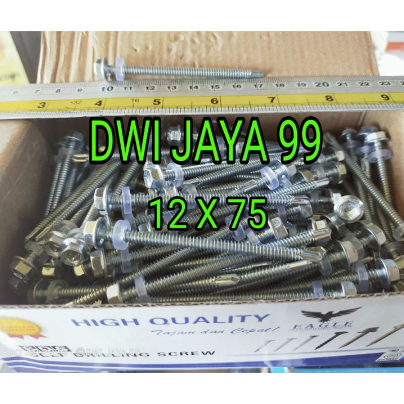 Jual 100 pcs sds drilling 12x75 baut rooftop skrup roofing bajaringan ...