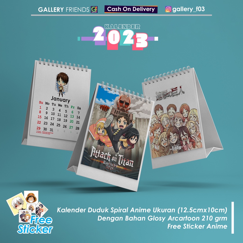 Jual [KDS] Kalender Duduk Spiral Tahun 2023 Anime Attack On Titan Special  edition | Shopee Indonesia