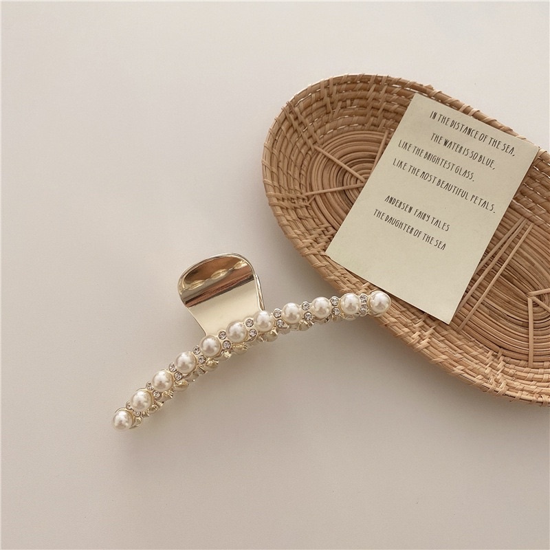 Jual Town Shell - Raven Claw Korean Pearl Metal Hair Claw / Jepit ...