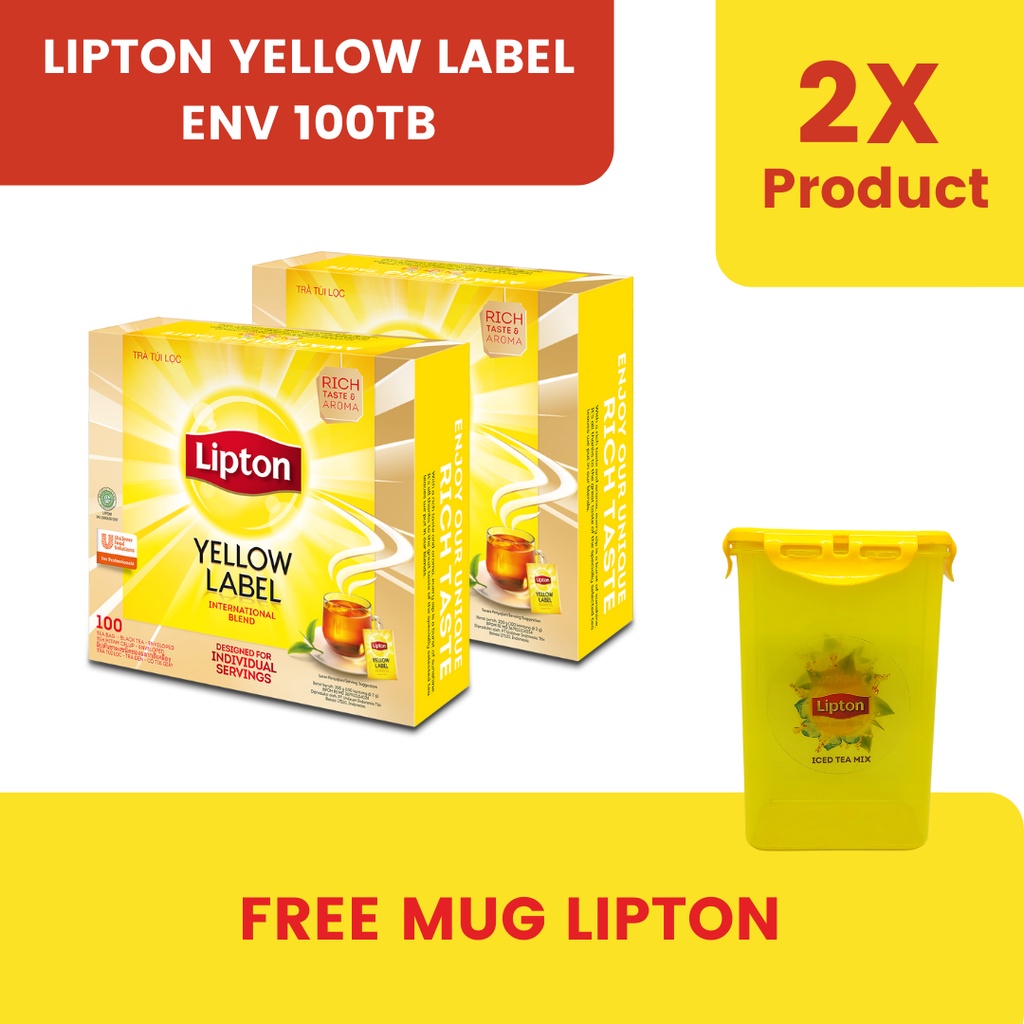 Jual Lipton Yellow Label 100 Tea Bag Envelope Twinpack Free Cannister