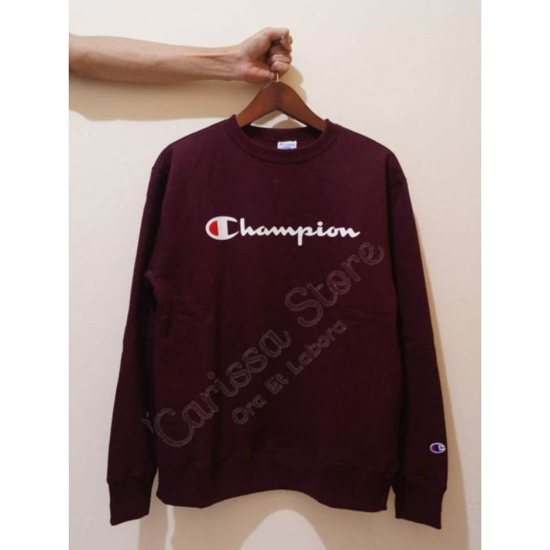 Jual CREWNECK CHAMPION SWEATER CHAMPION SCRIPT ORIGINAL FULL TAG WASH SISA BARANG EKSPOR UNISEX Shopee Indonesia