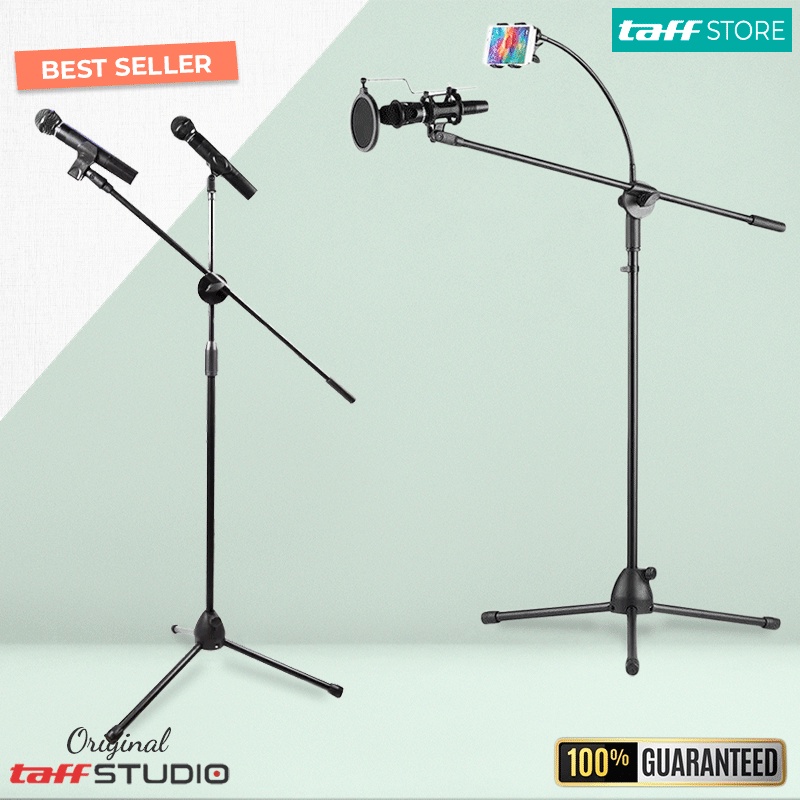 Stand Mic Lantai Berdiri Dengan Holder HP Tripod Microphone Condenser  Universal