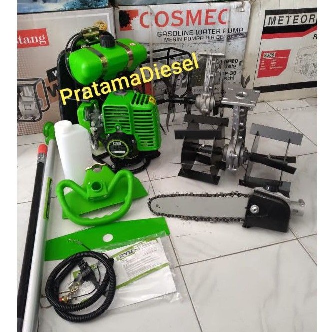 Jual Paket(4in1)Mesin potong rumput RYU RBC 2T+2Cultivator bajak sawah ...