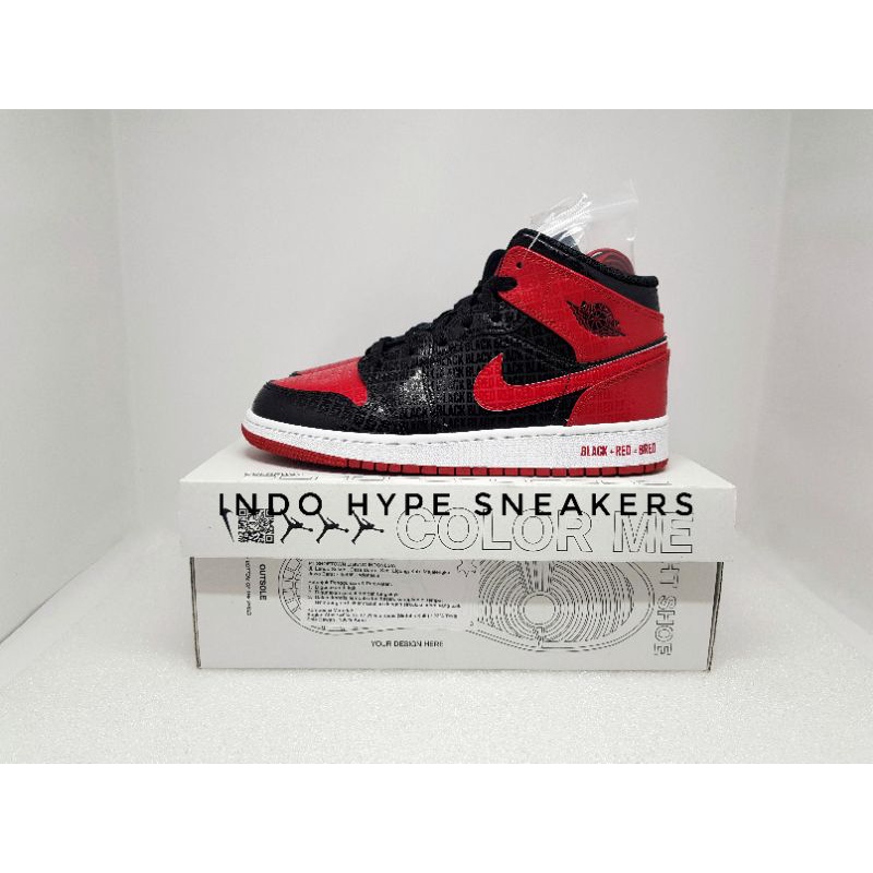Jual Air Jordan 1 Mid SS BRED TEXT GRADE SCHOOL (GS) Shopee Indonesia