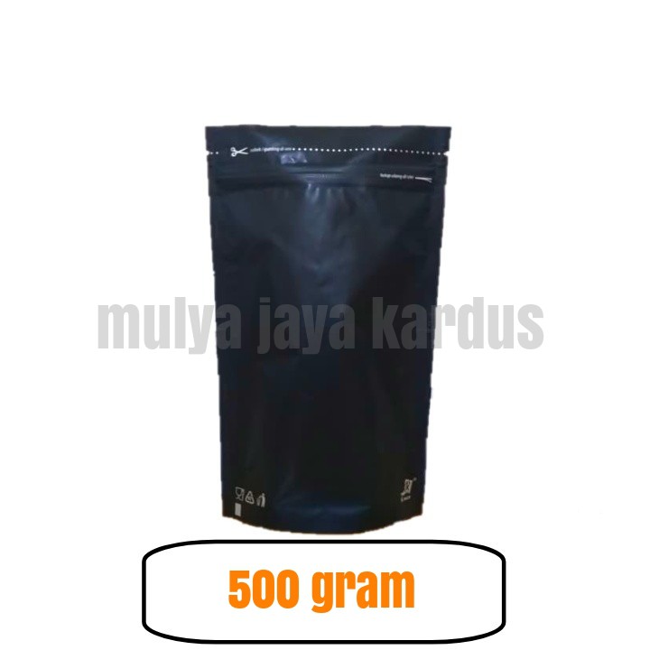 Jual Standing Pouch HItam Kemasan Kopi Kemasan Snack 500 gr | Shopee