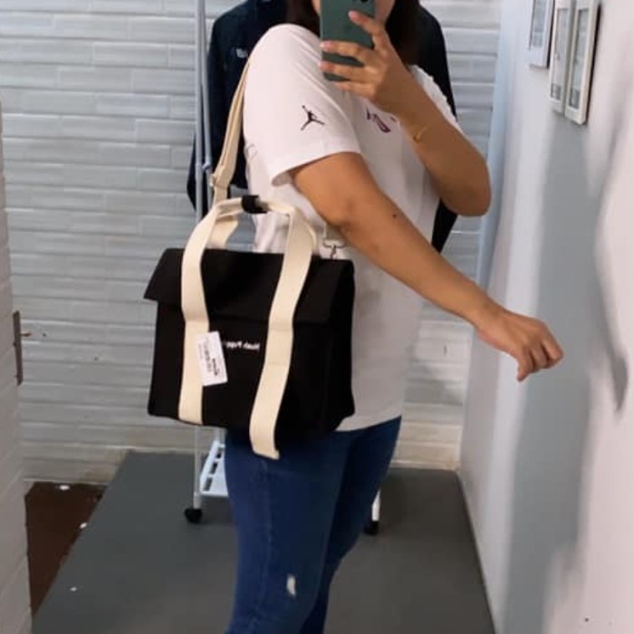 Jual FASHION WANITA TAS WANITA TAS HUSH PUPPIES CANVAS FLAG BAG BLACK
