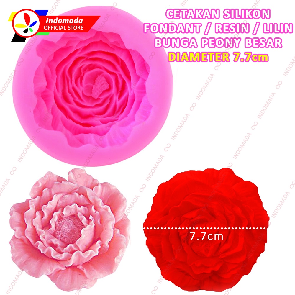 Jual Indomada Cetakan Fondant Silikon Bunga Peony Besar 7.7 Cm Big ...