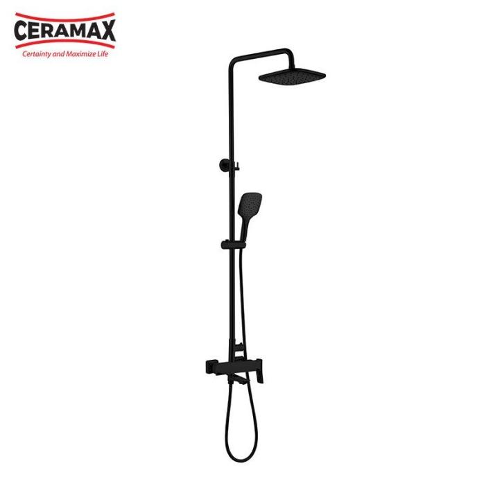 Jual Ceramax Shower Column Basel 660011Mb Black Complete Set | Shopee ...