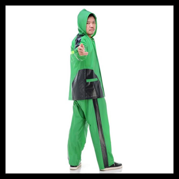 Jual Jas Hujan Karet Hijau Jumbo Utk Gojek Grab Driver Ojol Ombotak ...