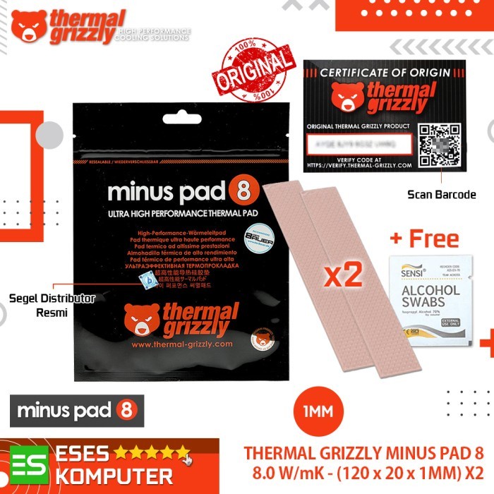 Jual Thermal Grizzly Minus Pad 8 / Minuspad 8 120x20x1mm (2 PCS PER