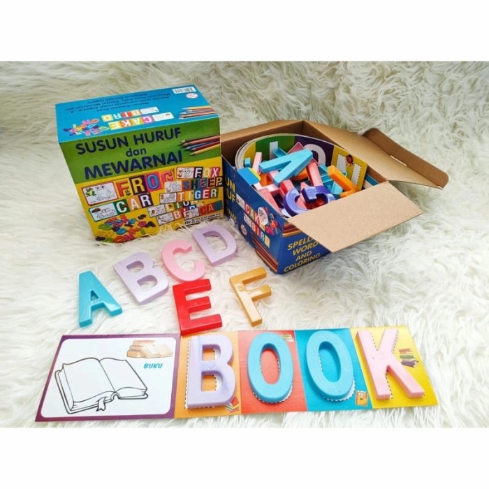 Jual HTO - Mainan Edukasi Susun huruf Buku Mewarnai Belajar Bahasa ...