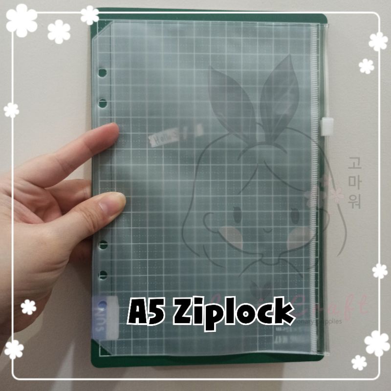 Jual 1 PC Ziplock A5 A6 / Card Ring 6 Folder Binder Sleeve doff tebal ...