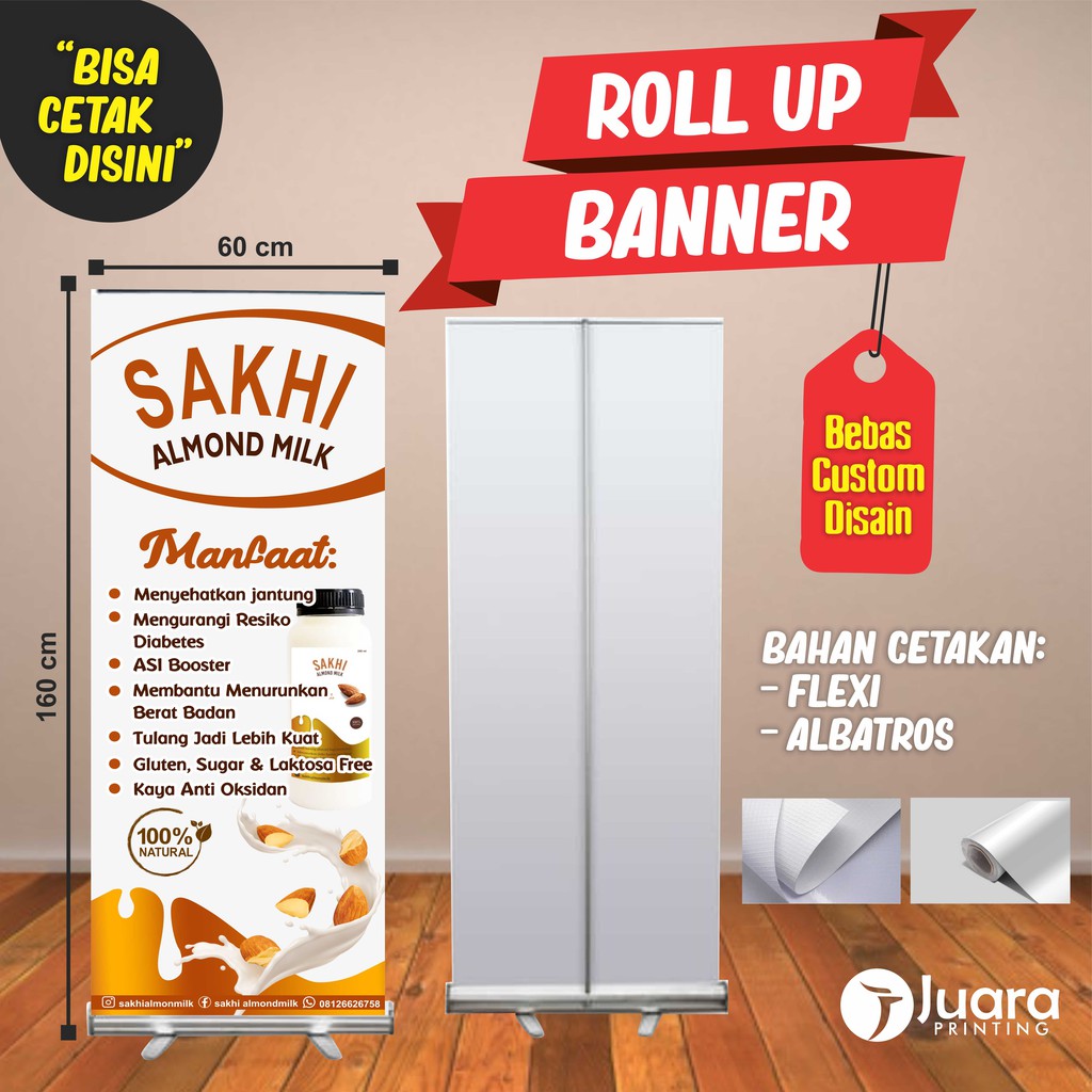 Jual Cetak Banner 60 X 160 + Rangka Kaki ROLL UP BANNER ALUMUNIUM 60 x ...