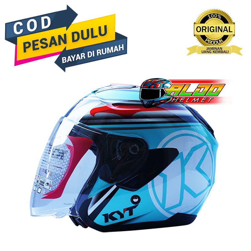 Jual HELM KYT KYOTO MOTIF AQUA HELM KYT HALF FACE HELM KYT TERBARU HELM
