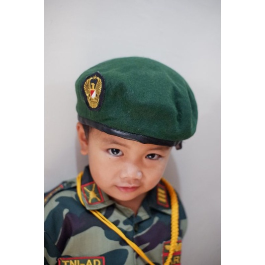 Jual baret tni-ad anak / topi baret anak/ baret tni anak | Shopee Indonesia