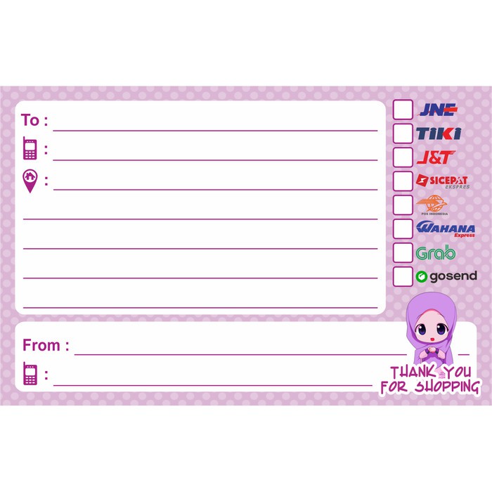 Jual Stiker Olshop Label Alamat Pengiriman Sticker Online Shop Karakter ...