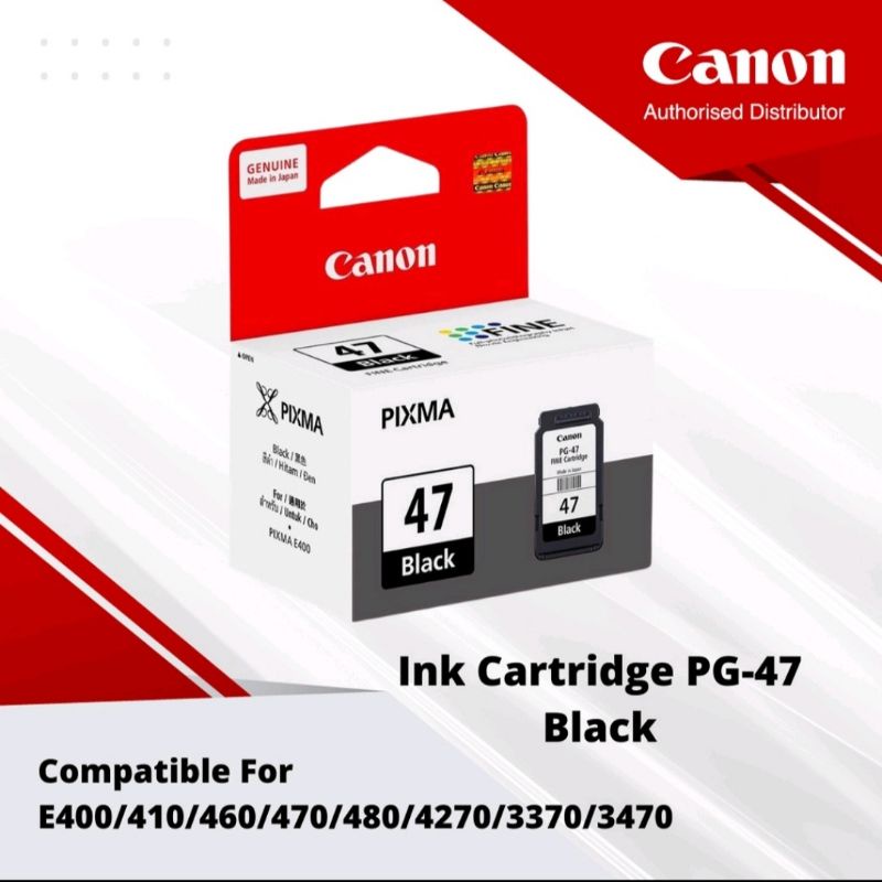 Jual Tinta Cartridge Canon PIXMA PG 47 Black E400,E410,E460,E480