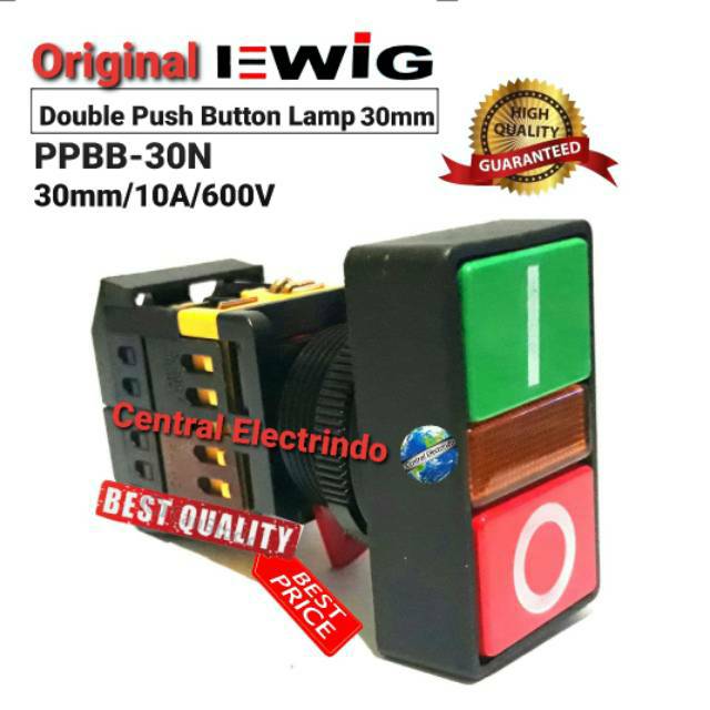 Jual Double Push Buttton EWIG PPBB-30N 30mm 10A 600V. | Shopee Indonesia