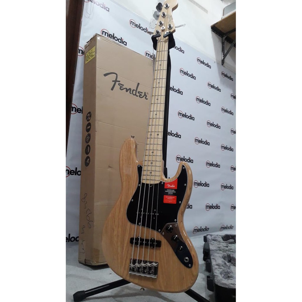 Fender American Professional Jazz Bass V Natural w Maple Fingerboard 5 Strings Electric Bass