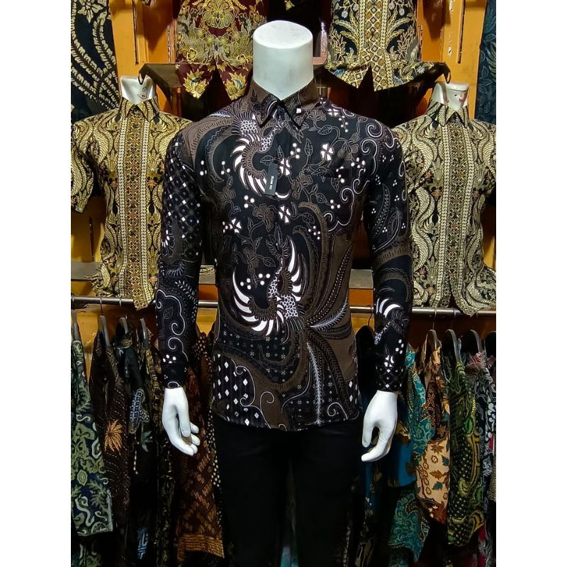 Jual Baju Batik Cowok Lengan Panjang Kemeja Batik Pria Modern | Shopee ...