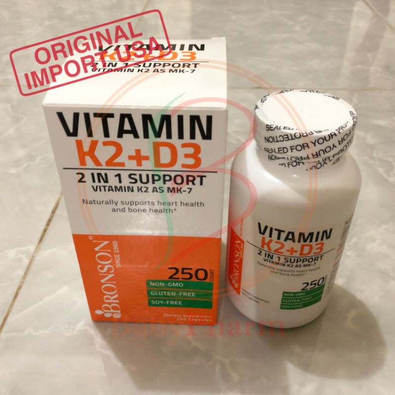 Jual Bronson Vitamin K2 MK7 Plus Vitamin D3 5000 IU Isi 250 Capsules