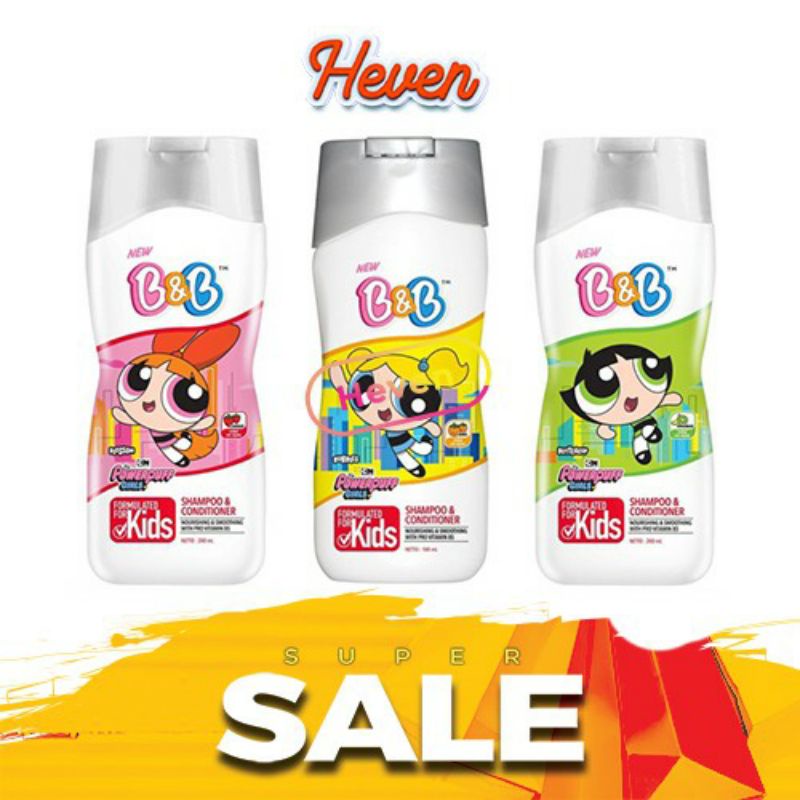 Jual B&B KIDS SHAMPOO & CONDITIONER POWERPUFF GIRL / POWDER NETTO 100 ...