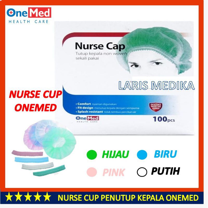 Jual Nurse Cap Merk ONEMED WARNA HIJAU isi 100pcs NURSE CAP ONEMED ISI