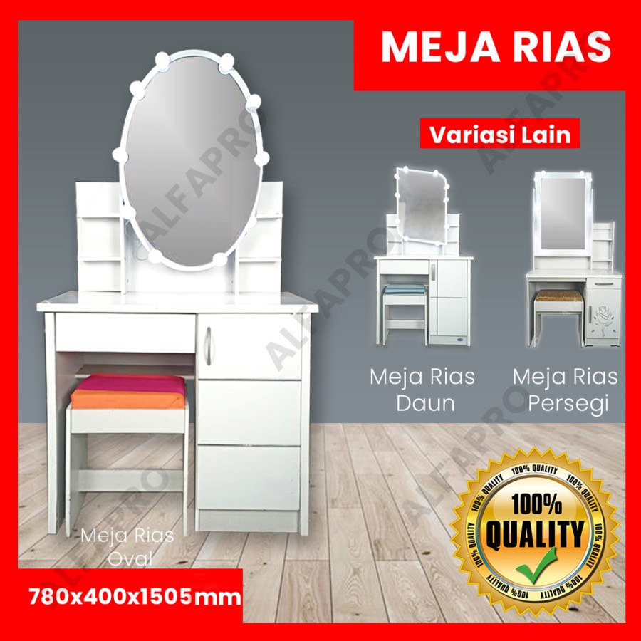 Jual Meja Rias Sliding Putih Minimalis Lampu Furniture Kamar Murah ...