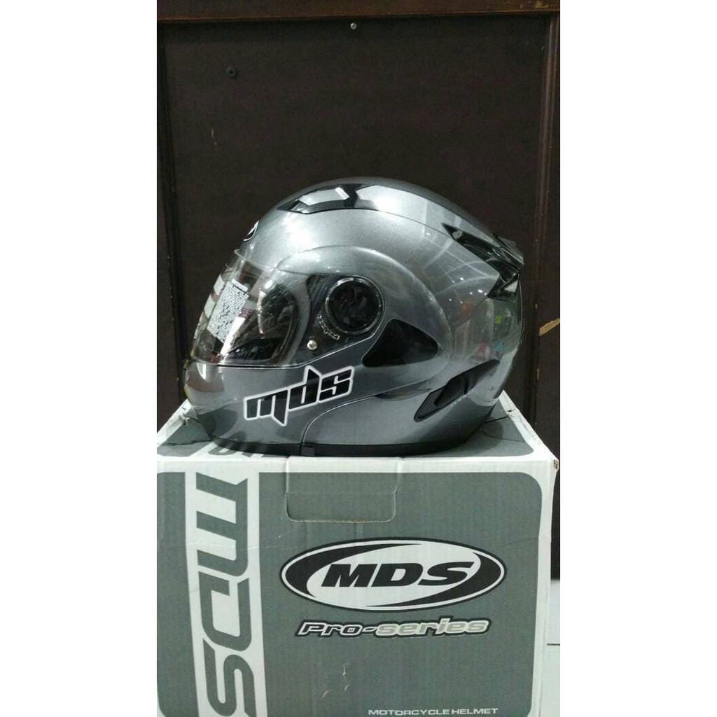 Jual Helm MDS Prorider Gunmetal Glossy Solid Pro Rider Modular Fullface ...