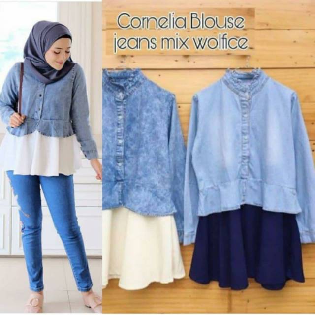 Jual BAJU ATASAN WANITA PEPLUM SNOW KEKINIAN | Shopee Indonesia