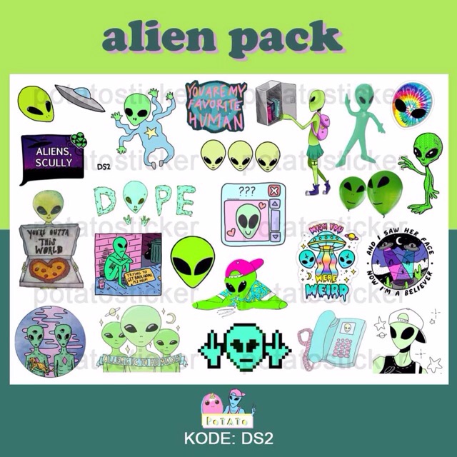Jual alien pack - sticker tumblr | Shopee Indonesia