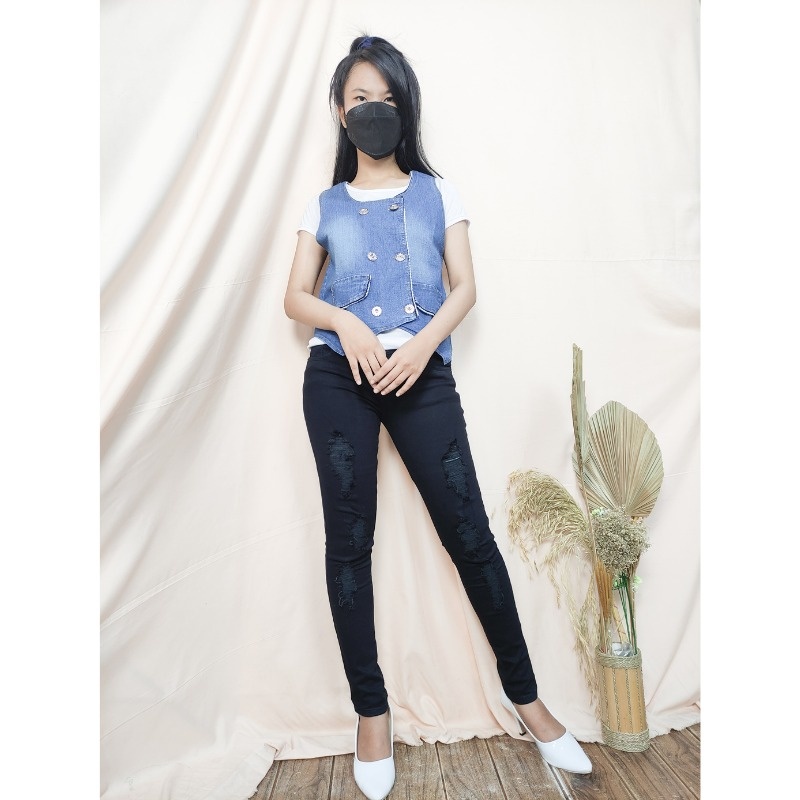 Jual XS Anina Jaket Jeans Crop Blazer Atasan Outer Mantel Rompi