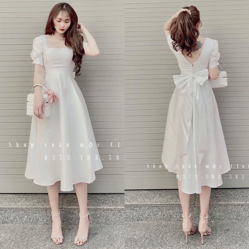 Jual Xuka Dress Korean Simple Basic Polos White Maroon Dinner Casual