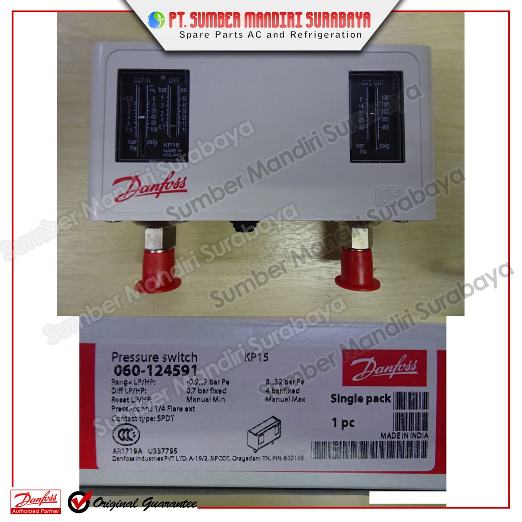 Jual Pressure Switch Danfoss KP 15 / KP15 Manual Manual Reset High Low