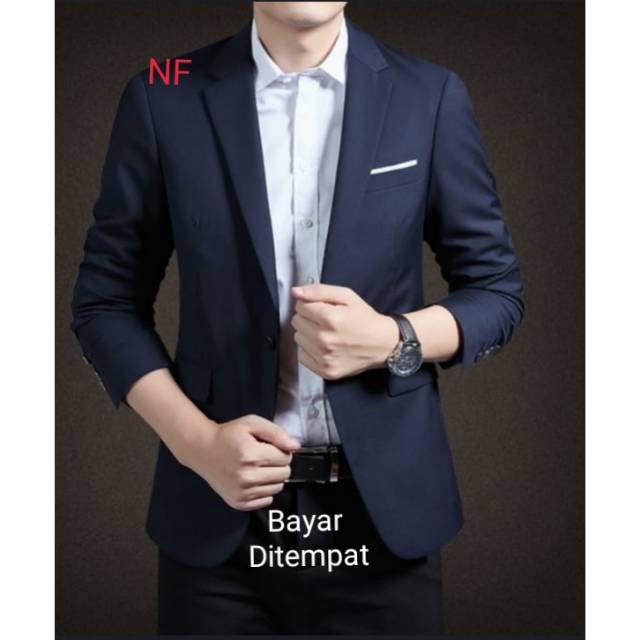 Jual Jas Pria Navy/Jas Blazer Formal Biru Dongker | Shopee Indonesia